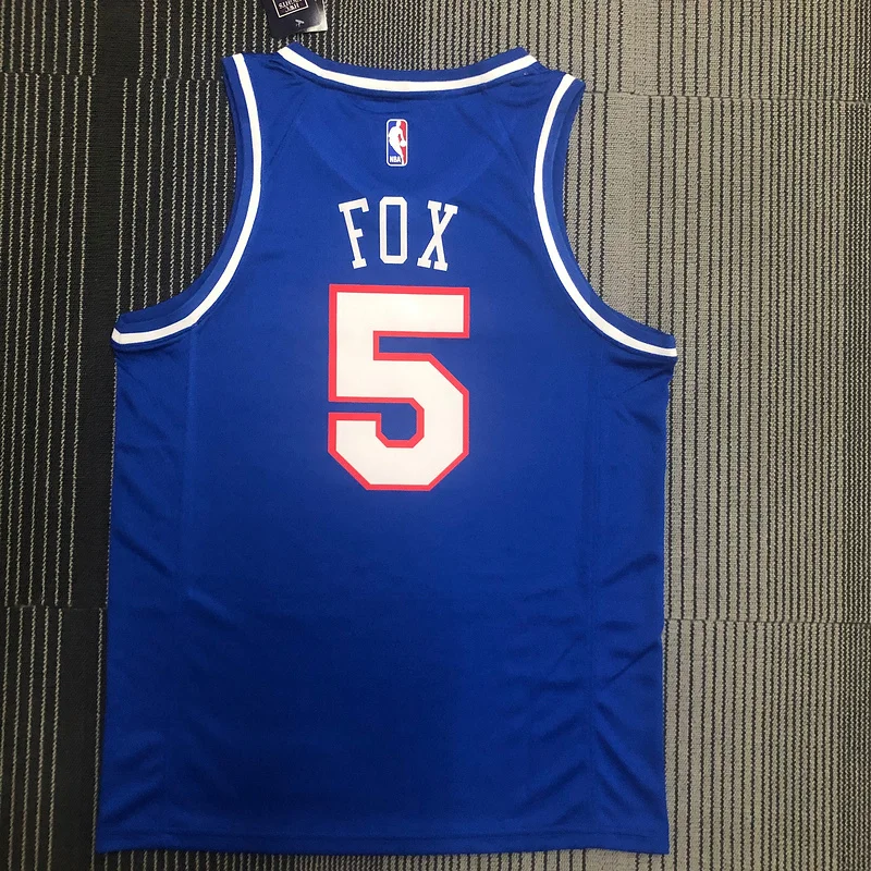 Sacramento Kings Basketball Jersey Blue #5 FOX