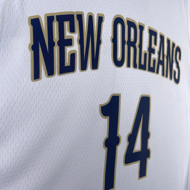 2023  New Orleans Pelicans Basketball jersey   Home   White  #14  INGRAM