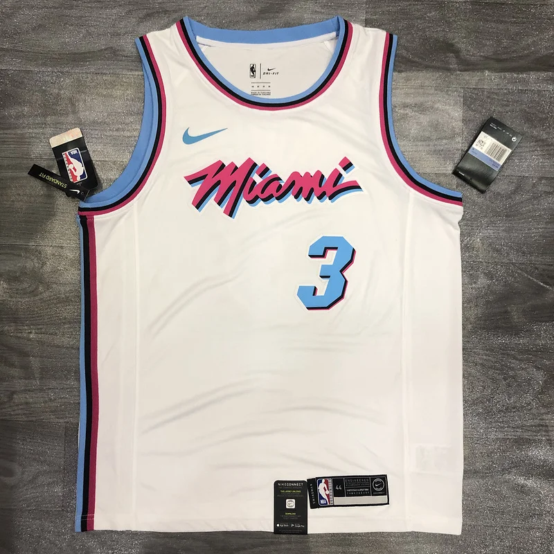 NBA Miami Heat basketball jersey round neck White #3 WADE