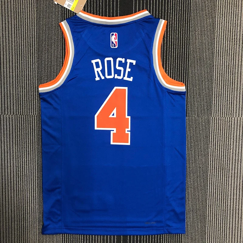 75th anniversary New York Knicks Basketball Jersey Blue #4 ROSE