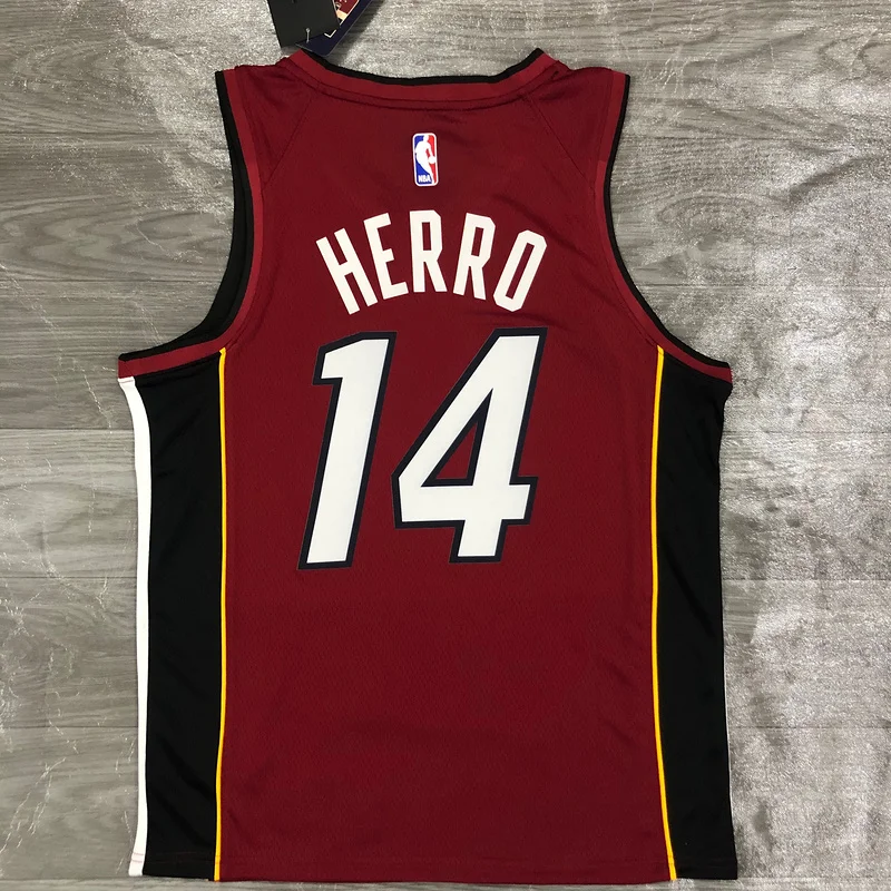 2021 Season NBA Miami Heat basketball jersey Jordan V-neck maroon red #14 HERRO