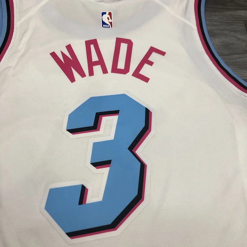 NBA Miami Heat basketball jersey round neck White #3 WADE