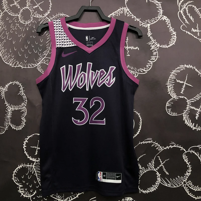 Minnesota Timberwolves Basketball Jersey Black Purple #32 TOWNS