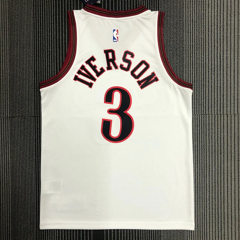 NBA Philadelphia 76ers Basketball Jersey  Retro White #3 IVERSON