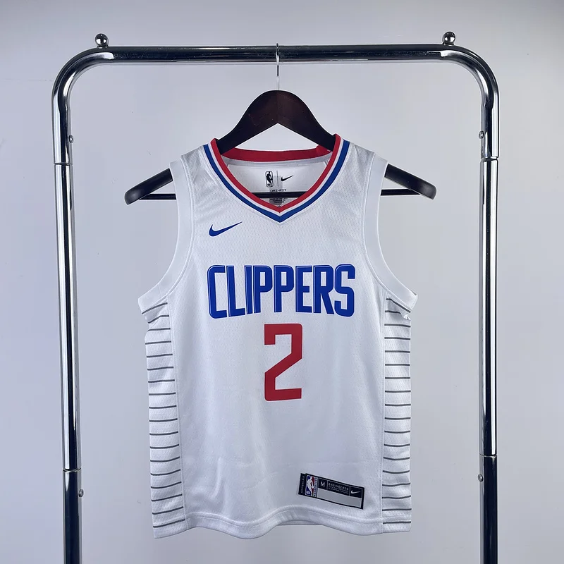 Youth kids Basketball Jersey Los Angeles Clippers White #2 LEONARD