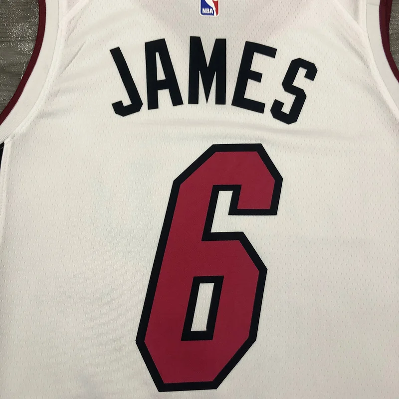 NBA Miami Heat basketball jersey V-neck White #6 JAMES