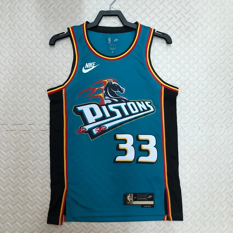 2023 Detroit Pistons Basketball Jersey Retro #33 HILL