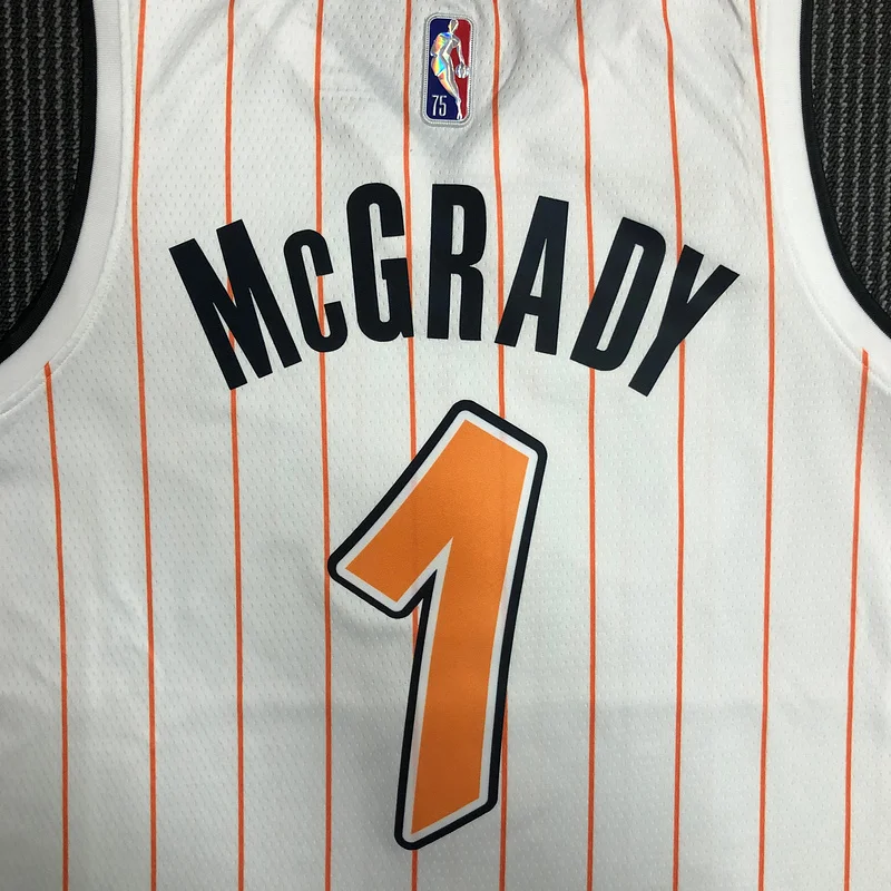 75th anniversary Orlando Magic Basketball Jersey White Orange #1 McGrady