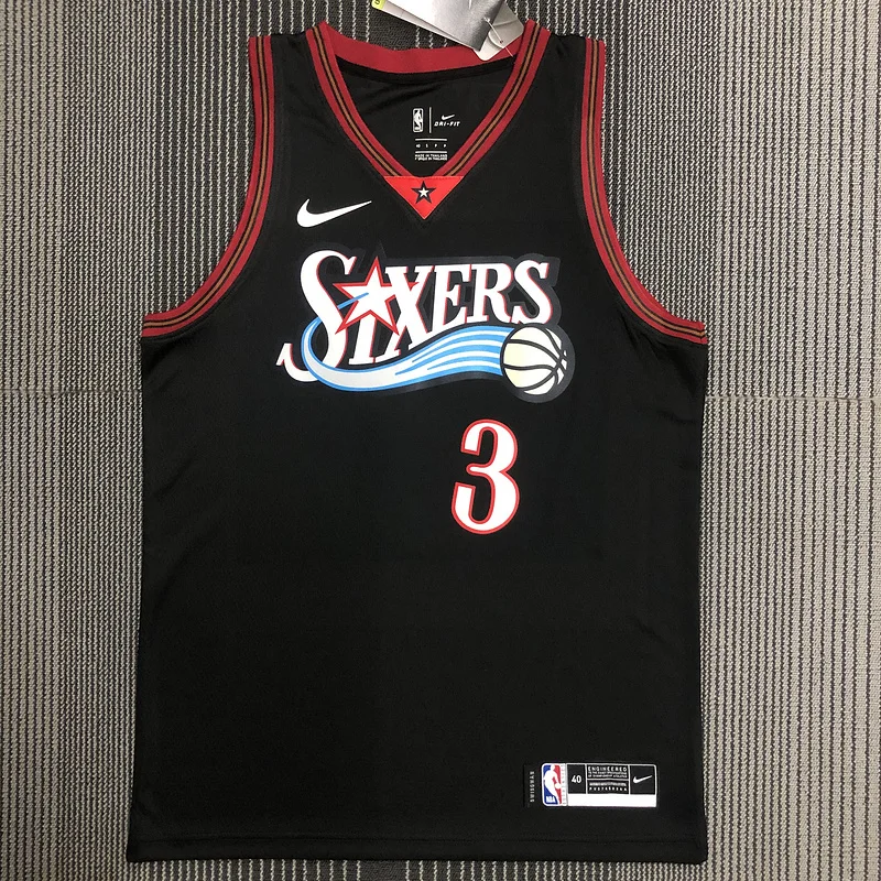 NBA Philadelphia 76ers Basketball Jersey  Retro Black #3 IVERSON