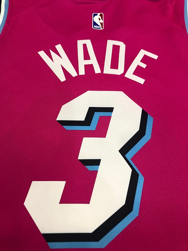 NBA Miami Heat basketball jersey round neck Pink #3 WADE