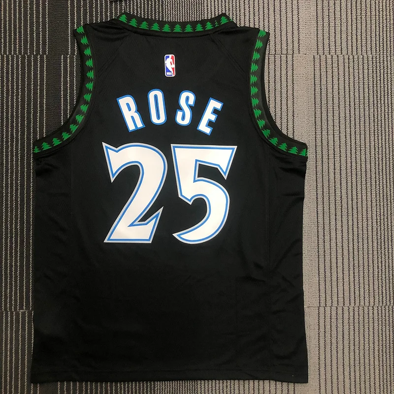 2018 Retro Minnesota Timberwolves Basketball Jersey Black #25 ROSE