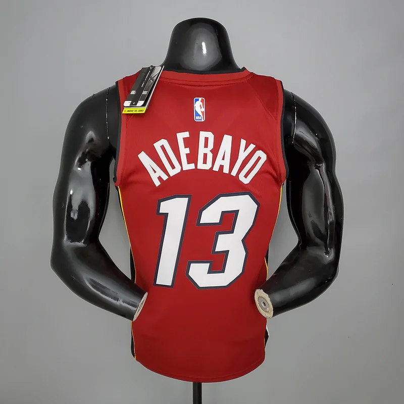 2021 Season NBA Miami Heat basketball jersey Jordan V-neck maroon red #13 ADEBAYO