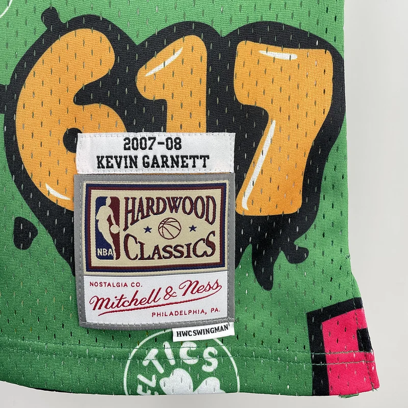 2007 2008 Season MN Hot Print Retro NBA Boston Celtics Basketball Jersey Graffiti #5 GARNETT