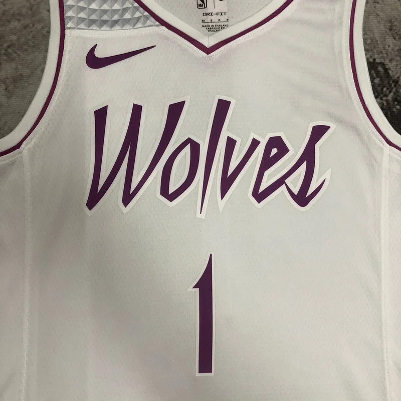 Minnesota Timberwolves Basketball Jersey white pink #1 EDWARDS