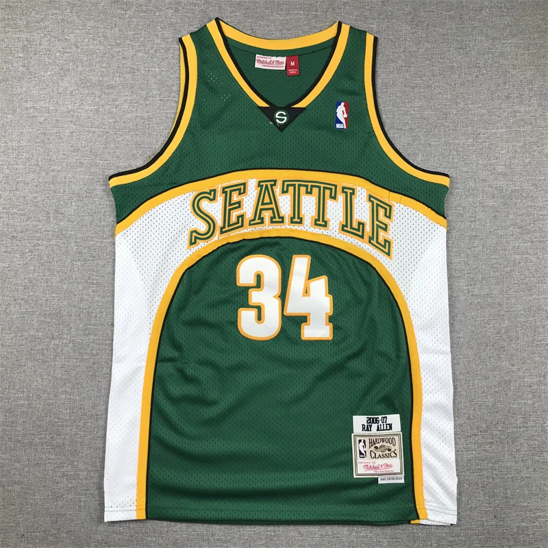 Mitchell Ness NBA Seattle SuperSonics Basketball jersey 34 Retro Green