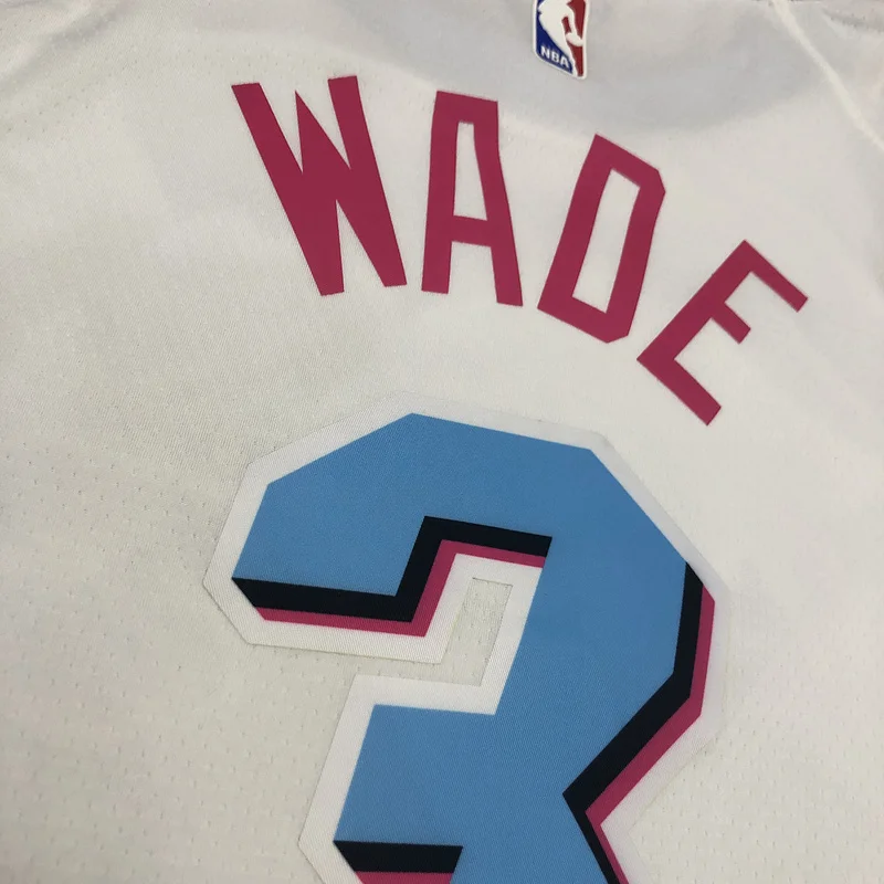 NBA Miami Heat basketball jersey round neck White #3 WADE