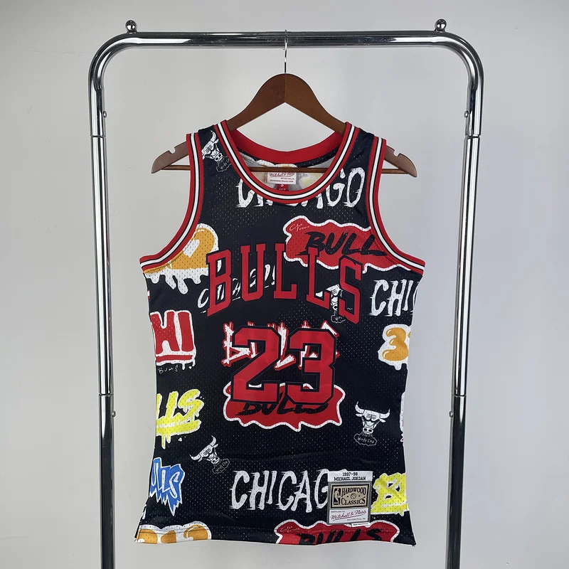 MN Hot Print Retro NBA Chicago Bulls Basketball jersey 1997 1998 Season #23 Jordan