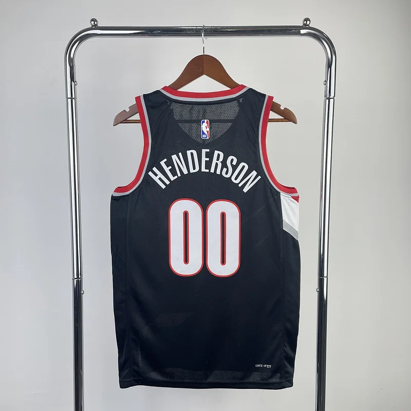 2023  Portland Trail Blazers Basketball Jersey   Black  #00   HENDERSON