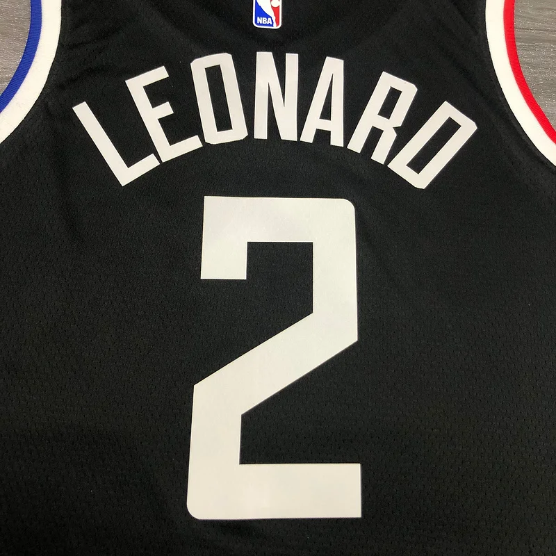 2021 Season NBA Los Angeles Clippers Basketball jersey  city version   Latin   Black  #2  LEONARD