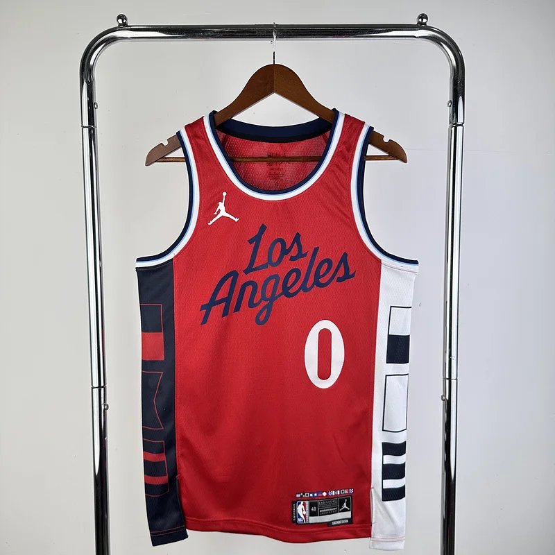 2025 Season    NBA Los Angeles Clippers Basketball jersey    trapeze  limited   Red  #0    WESTBROOK