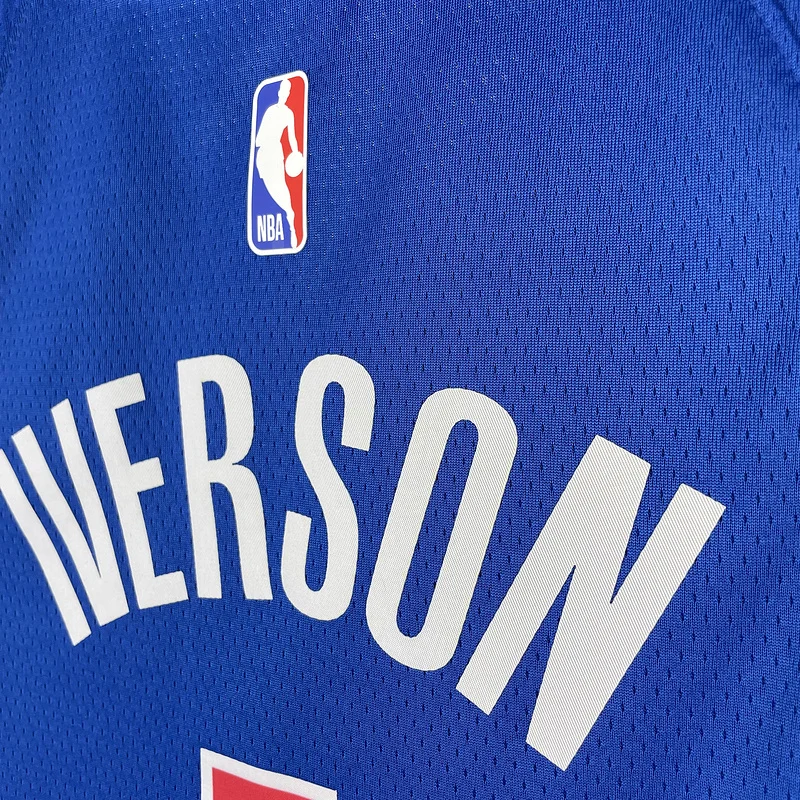 2023 Detroit Pistons Basketball Jersey Aawy Blue #1 IVERSON