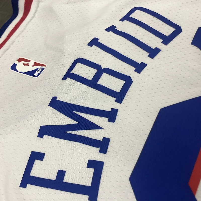 NBA Philadelphia 76ers Basketball Jersey V-neck White #21 EMBIID