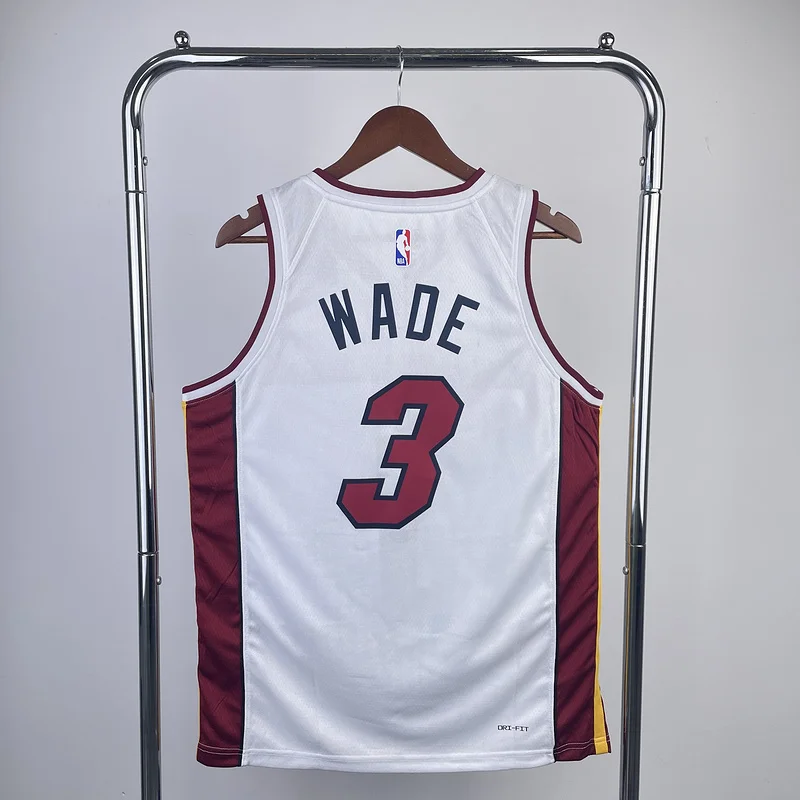 NBA Miami Heat basketball jersey V-neck White #3 WADE