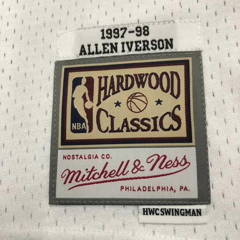 1998 Season MN Hot Print Retro NBA Philadelphia 76ers Basketball Jersey White #3 IVERSON