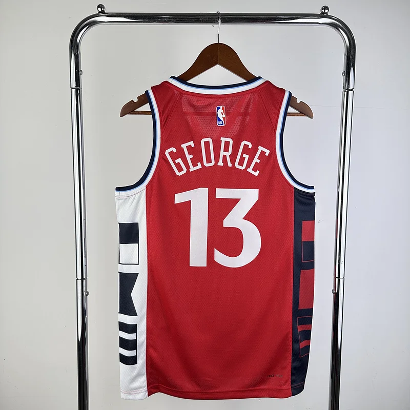 2025 Season    NBA Los Angeles Clippers Basketball jersey    trapeze  limited   Red  #13   GEORGE