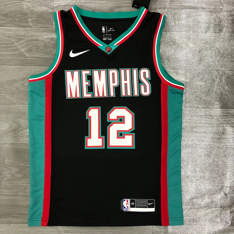 2021 Season NBA Memphis Grizzlies Basketball Jersey Retro Black #12 MORANT