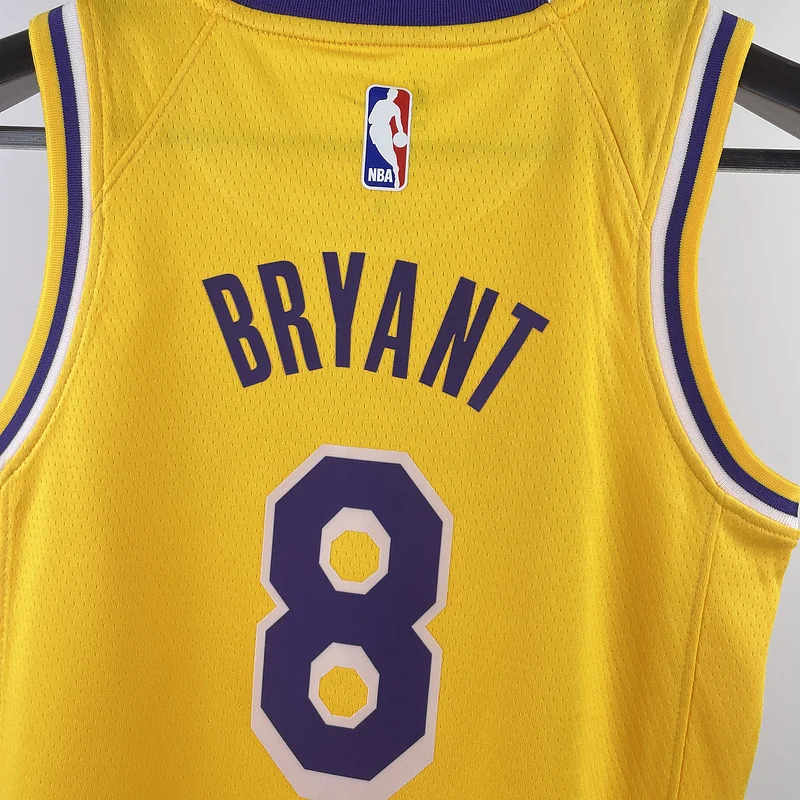 Youth kids Basketball Jersey Los Angeles Lakers Yellow #8 BRYANT