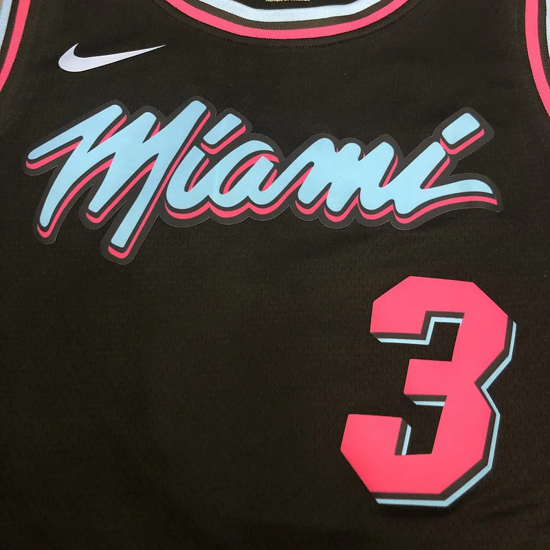 NBA Miami Heat basketball jersey round neck Black #3 WADE