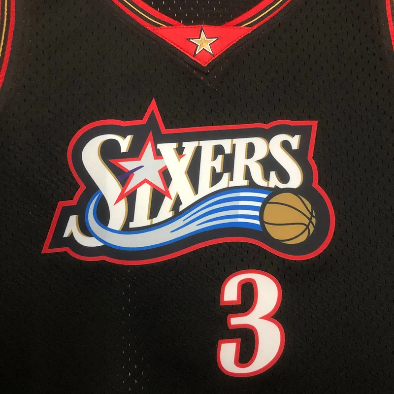 Mitchell Ness Women Retro Philadelphia 76ers Basketball Jersey Black #3 IVERSON