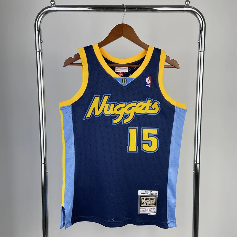 2006 2007 Season Mitchell Ness Hot Print Retro SW NBA Denver Nuggets Basketball jersey Blue #15 ANTHDNY