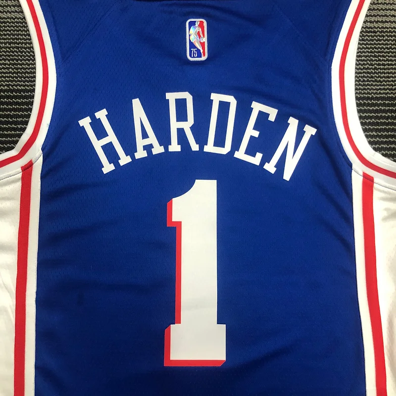 75th anniversary NBA Philadelphia 76ers Basketball Jersey V-neck Blue #1 HARDEN