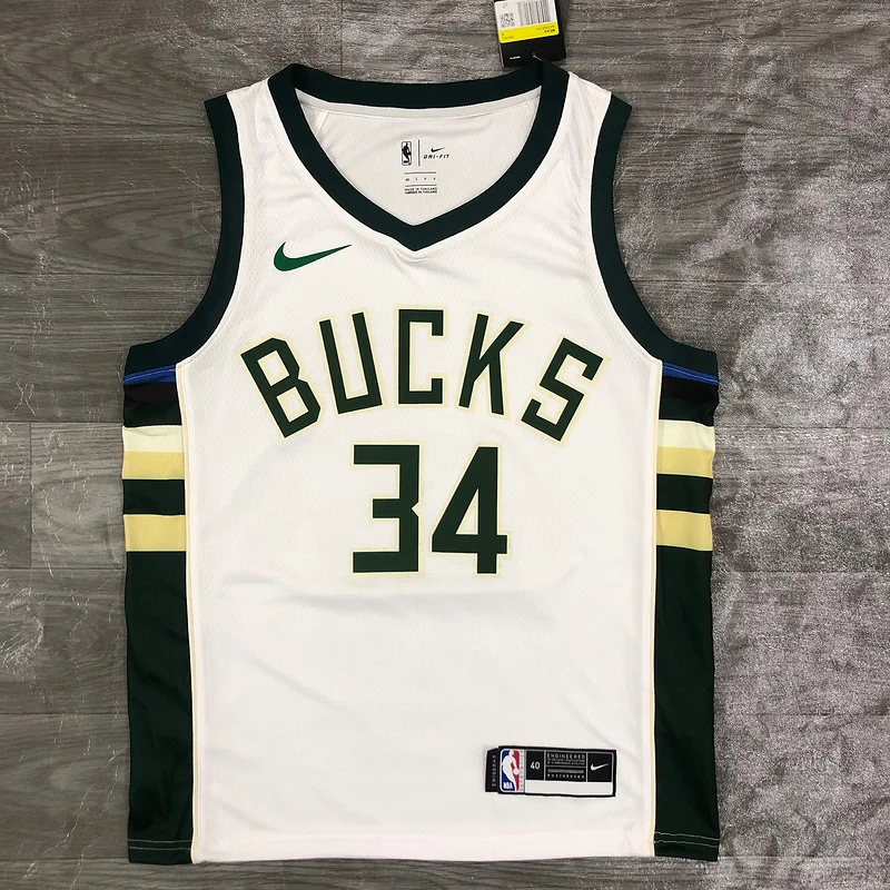 2021 Season NBA Milwaukee Bucks Basketball jersey BUCKS Home White #34 Antetokounmpo