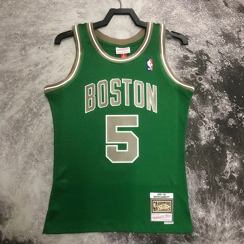 2007 2008 Season MN Hot Print Retro NBA Boston Celtics Basketball Jersey #5 GARNETT