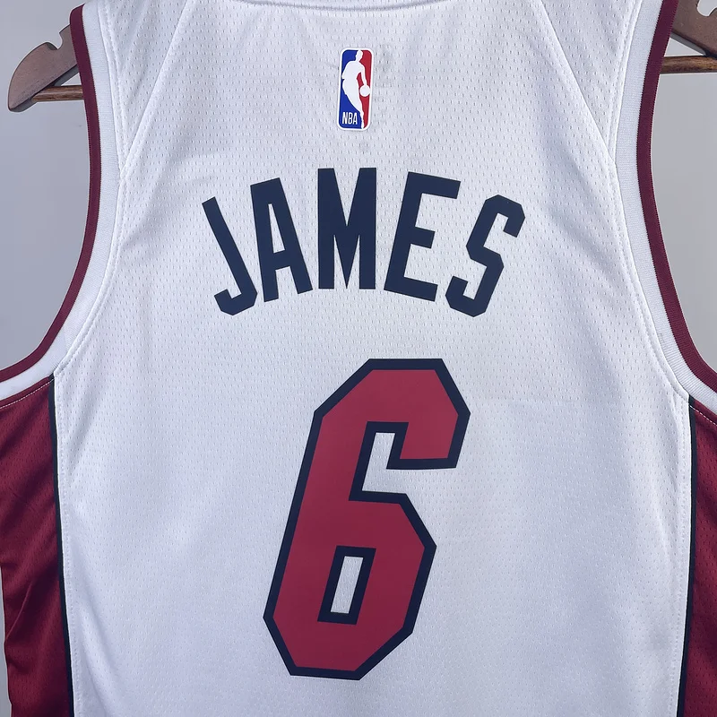 NBA Miami Heat basketball jersey V-neck White #6 JAMES