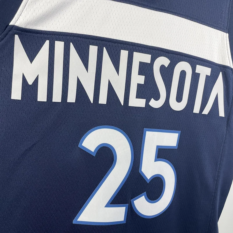 2023 Minnesota Timberwolves Basketball Jersey Aawy Blue #25 ROSE