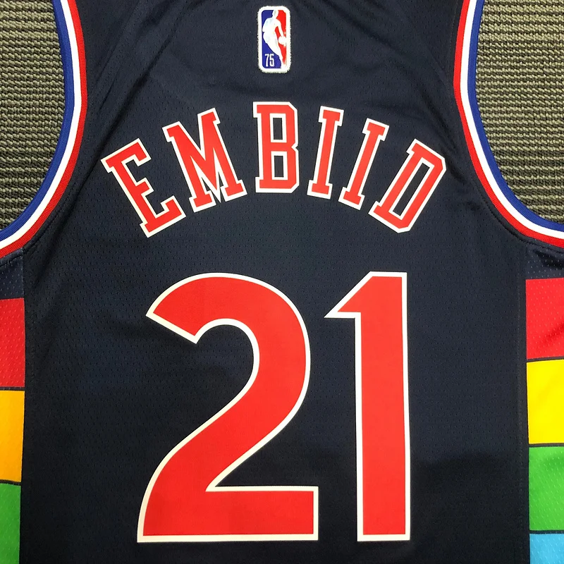 2022 Season NBA Philadelphia 76ers Basketball Jersey city version #21 EMBIID