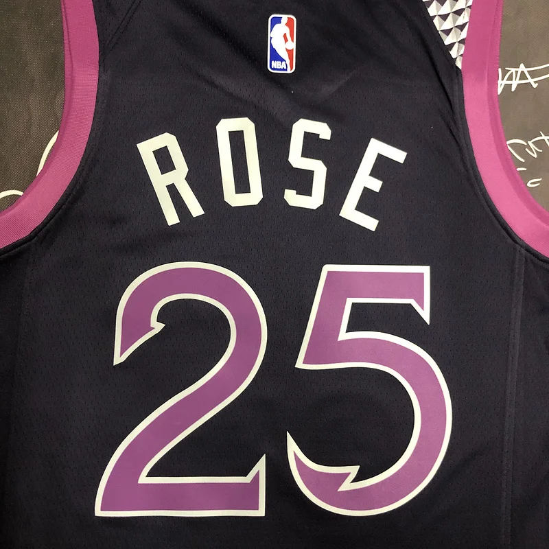 Minnesota Timberwolves Basketball Jersey Black Purple #25 ROSE