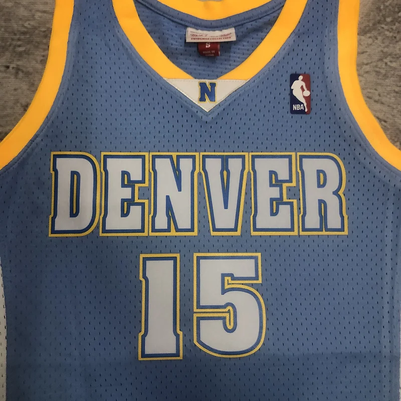 2003 2004 Season Mitchell Ness Hot Print Retro SW NBA Denver Nuggets Basketball jersey Blue #15 ANTHDNY