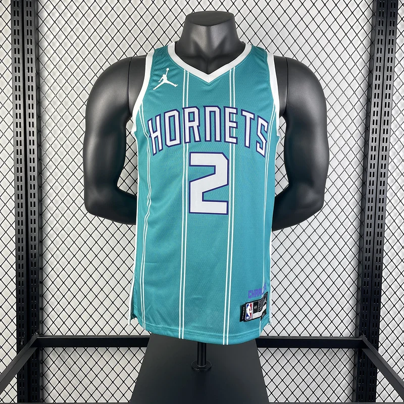 2023  Charlotte Hornets Basketball Jersey   Aawy  Blue  #2  BALL