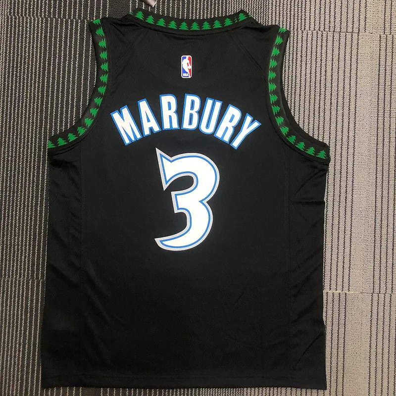 2018 Retro Minnesota Timberwolves Basketball Jersey Black #3 MARBURY