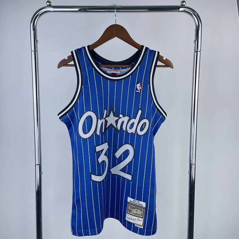 1994 1995 Mitchell Ness Hot Print Retro Orlando Magic Basketball Jersey Blue #32 ONEAL