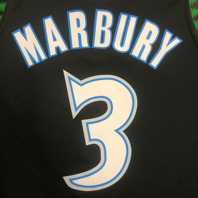 2018 Retro Minnesota Timberwolves Basketball Jersey Black #3 MARBURY