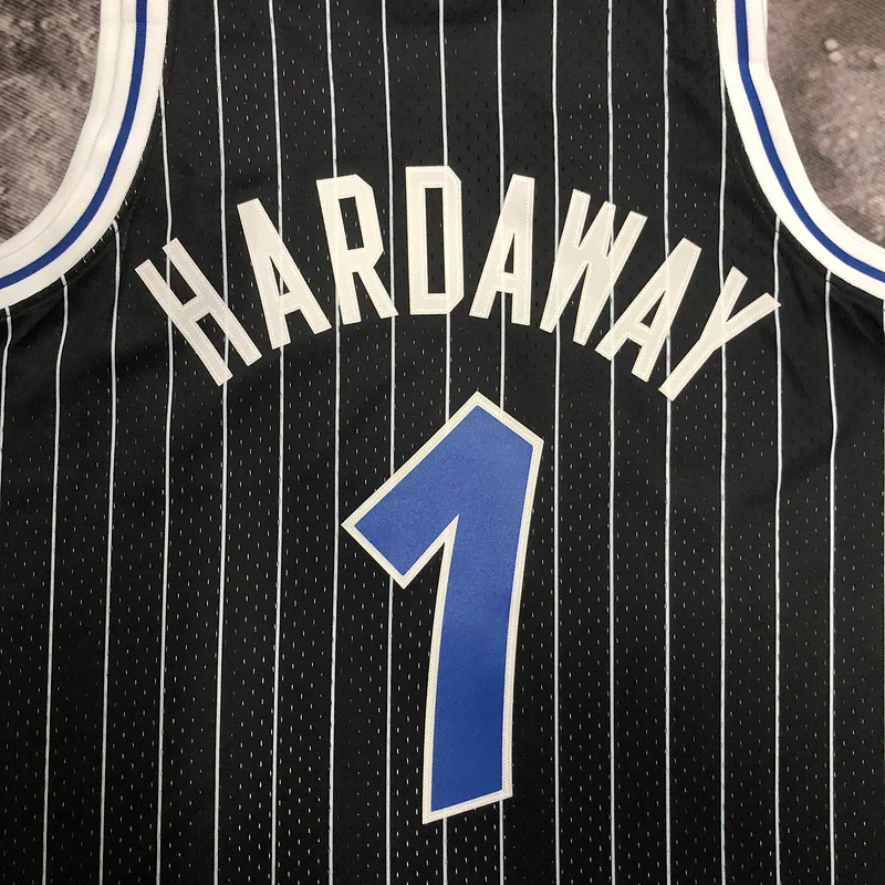 1995 Mitchell Ness Hot Print Retro Orlando Magic Basketball Jersey Black #1 HARDAWAY