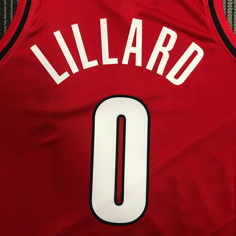 Portland Trail Blazers Basketball Jersey Red Jordan Style #0 LILIARD