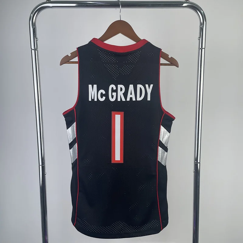 2000 Mitchell Ness Hot Print Retro NBA Toronto Raptors Basketball Jersey Black #1 McGrady