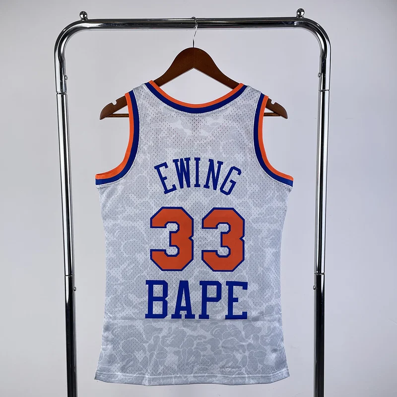 BAP Mitchell Ness Co-branded New York Knicks Basketball Jersey White #33 EWING